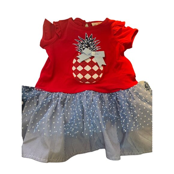 Rare Editions Americana Pineapple Capri Set 2T Red White & Blue Outfit For Girls - Picture 4 of 12